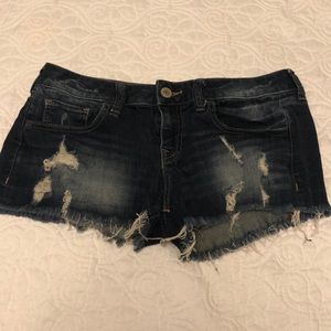 Ripped jean shorts